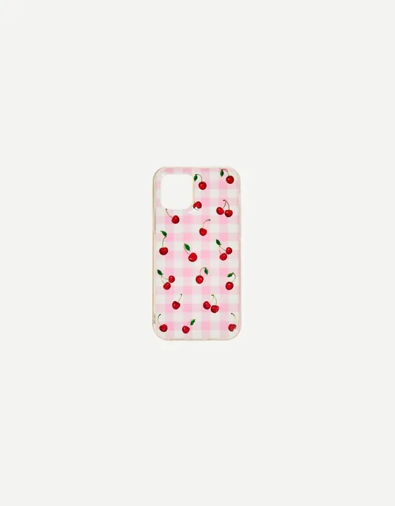 Чехол для iPhone в клетку виши с принтом «Вишни»