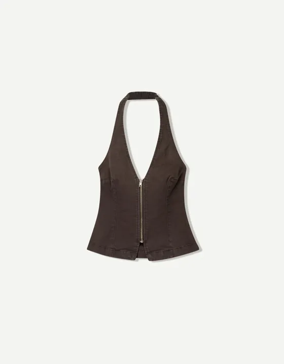 Топ с горловиной халтер и застежкой-молнией