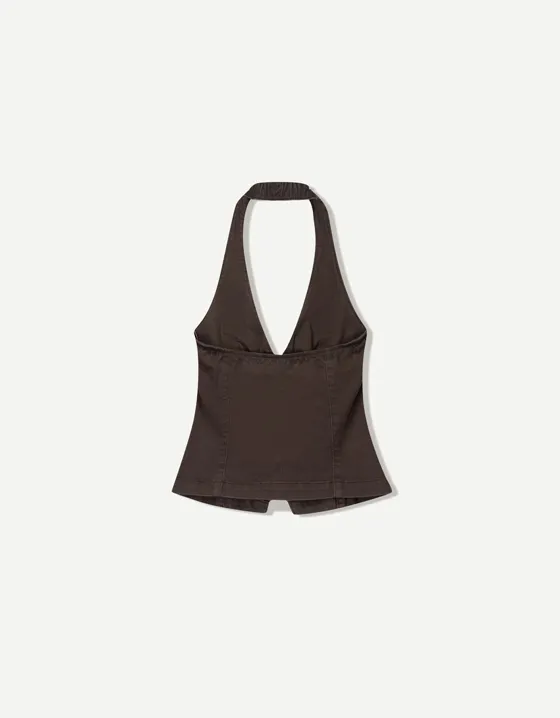 Топ с горловиной халтер и застежкой-молнией