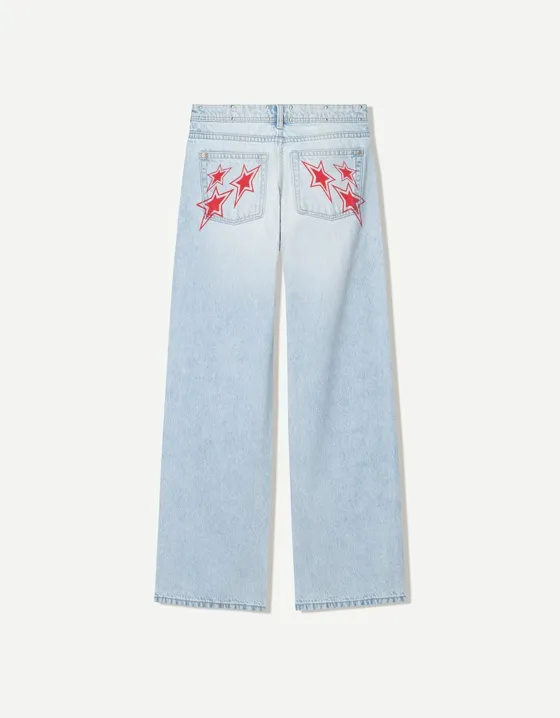 Джинсы свободного кроя с принтом «Звезды»