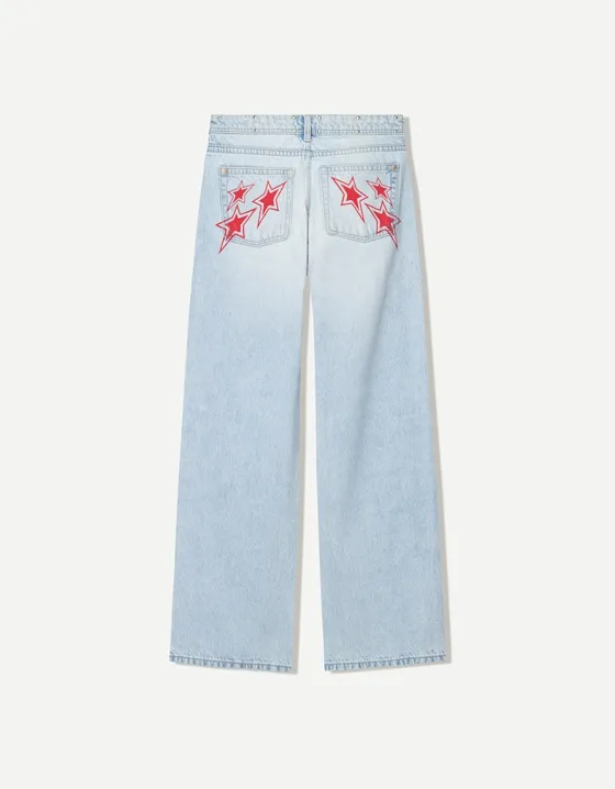 Джинсы свободного кроя с принтом «Звезды»