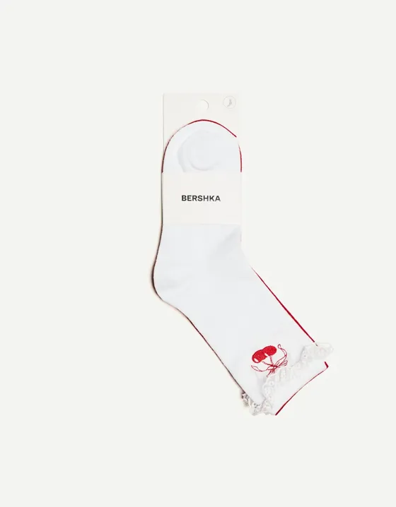 Набор из 2 пар носков с принтом «Вишня» и бантами