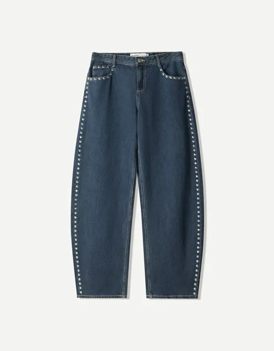 Джинсы barrel с заклепками