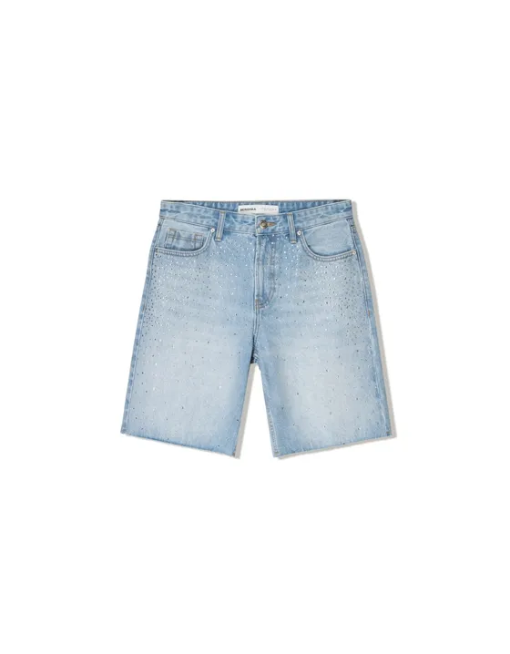 Джинсовые шорты с блестящей отделкой