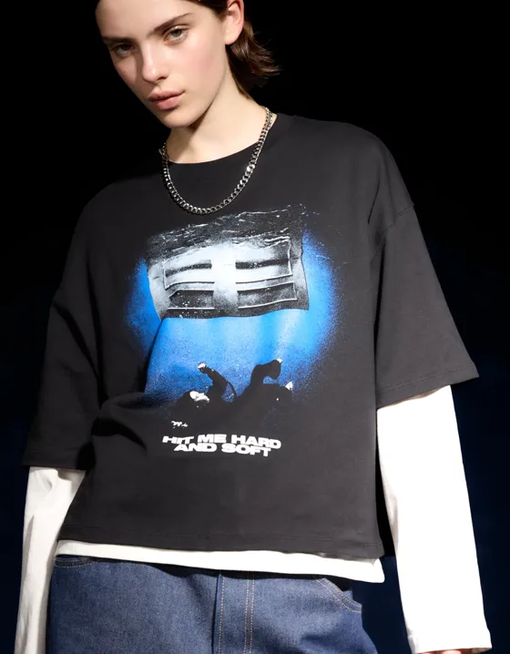 Футболка с короткими рукавами и принтом Billie Eilish