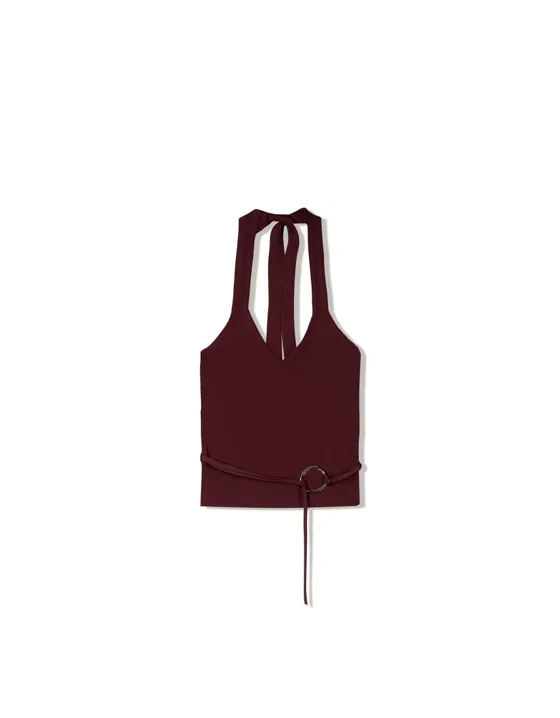 Трикотажный топ халтер с кольцом