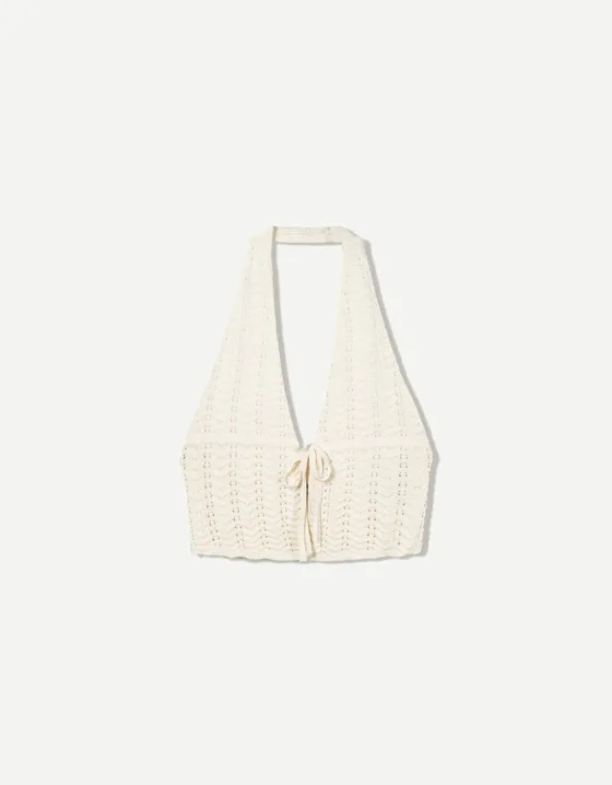 Топ с горловиной-халтер и завязками