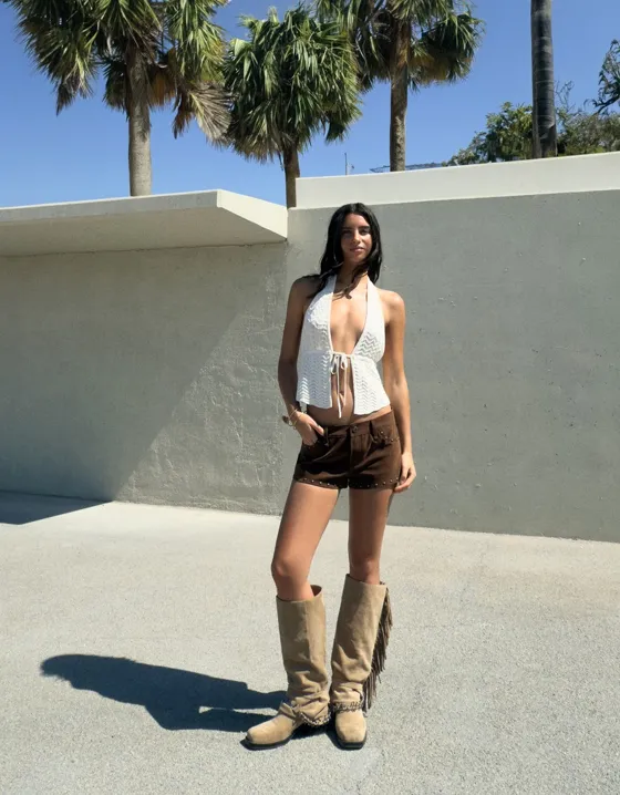 Топ с горловиной-халтер и завязками