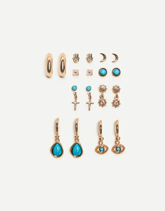 Набор из 9 пар серег в стиле бохо