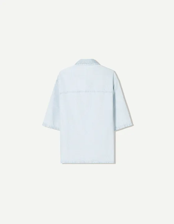 Джинсовая рубашка c короткими рукавами