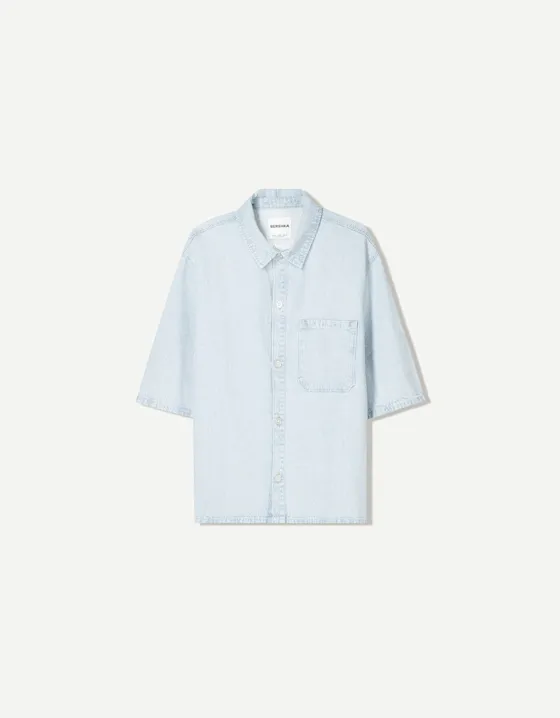 Джинсовая рубашка c короткими рукавами