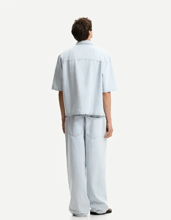 Джинсовая рубашка c короткими рукавами