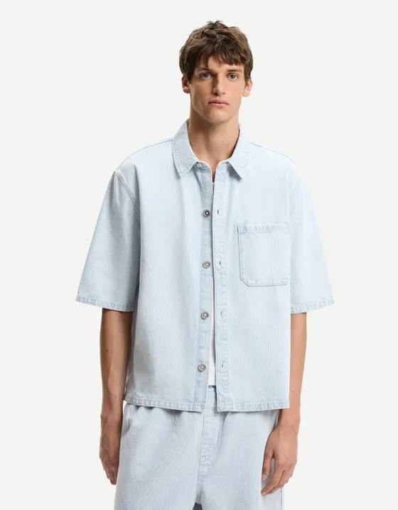 Джинсовая рубашка c короткими рукавами