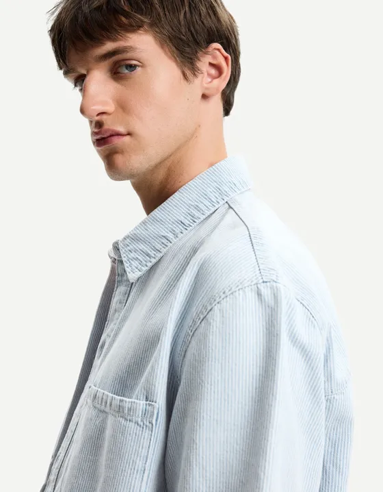 Джинсовая рубашка c короткими рукавами