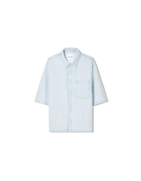 Джинсовая рубашка c короткими рукавами