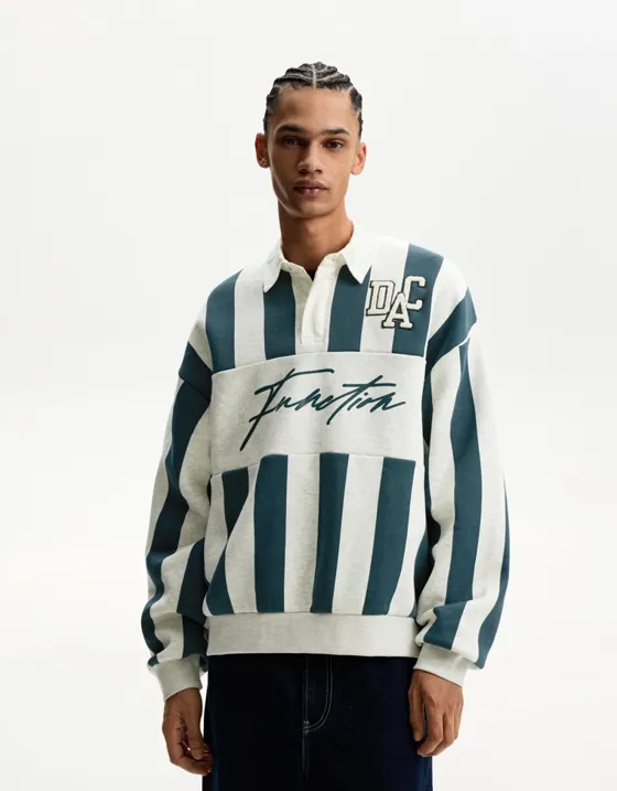 Толстовка с воротником поло и принтом