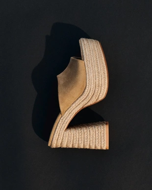 Босоножки на каблуке и платформе из джута- Заказать в России