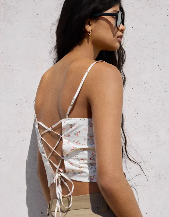 Топ в стиле корсета из поплина