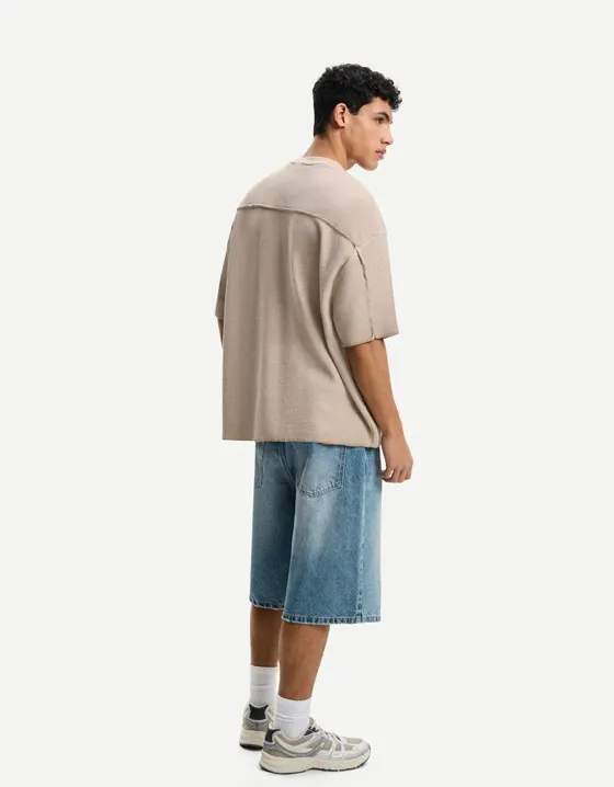 Футболка геометрического кроя с вафельным узором