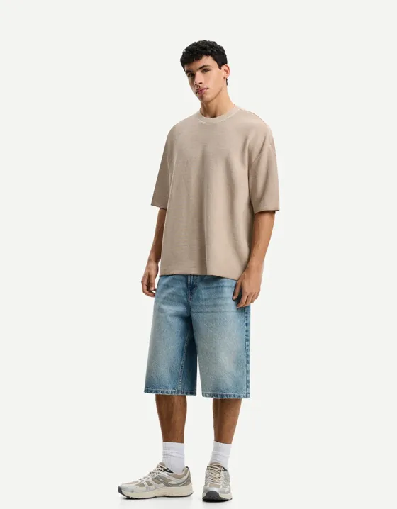 Футболка геометрического кроя с вафельным узором