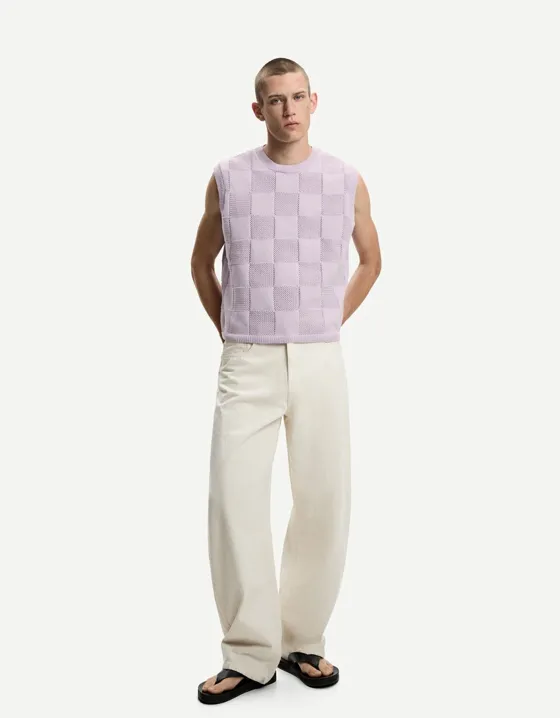 Жилет геометрического кроя в клетку