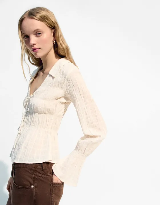 Рубашка в стиле рустик со сборками