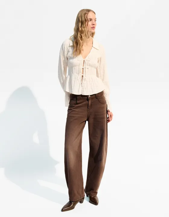 Рубашка в стиле рустик со сборками