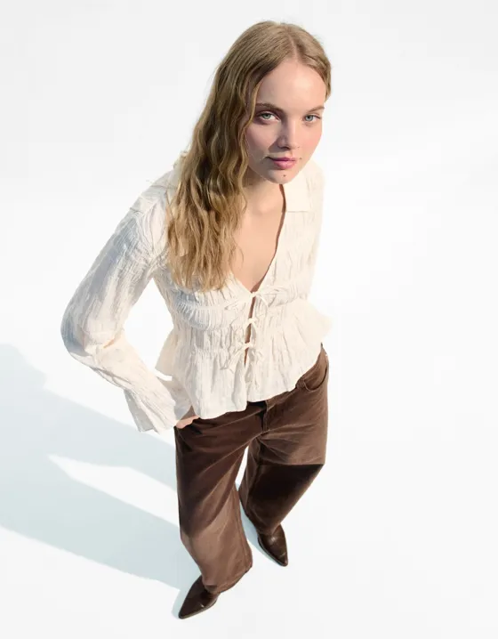 Рубашка в стиле рустик со сборками