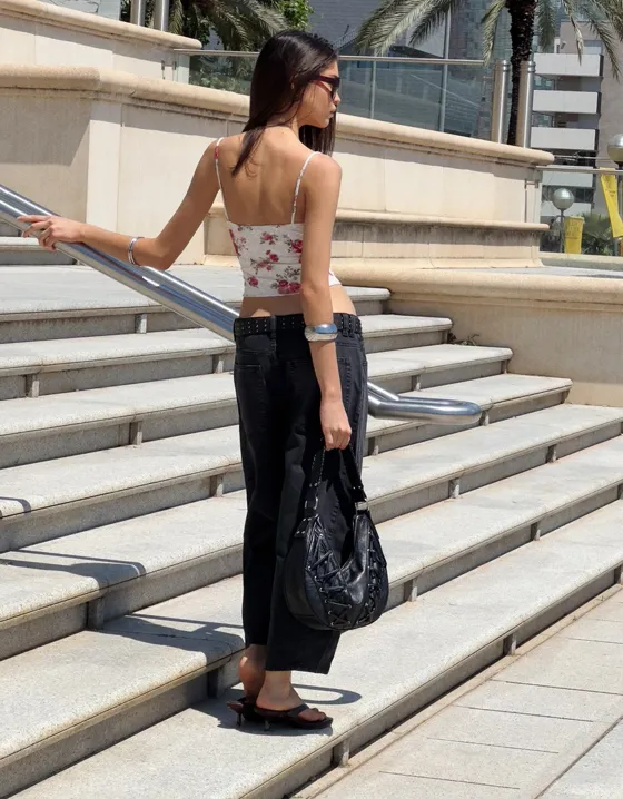 Кружевной топ с принтом