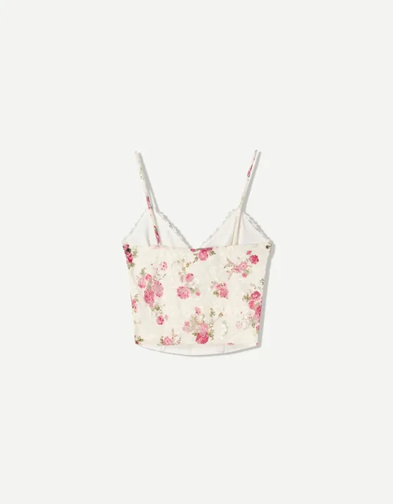 Кружевной топ с принтом