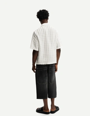 Рубашка геометрического кроя с короткими рукавами- Заказать в России