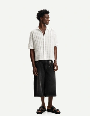 Рубашка геометрического кроя с короткими рукавами- Заказать в России