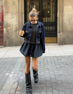 Укороченная джинсовая куртка- Заказать в России