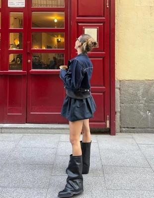 Укороченная джинсовая куртка- Заказать в России