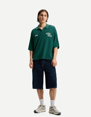 Поло оверсайз с короткими рукавами и принтом- Заказать в России