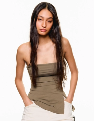 Топ бандо из крепа с асимметричным низом- Заказать в России