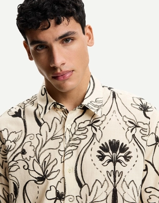 Рубашка из ткани с принтом с короткими рукавами- Заказать в России