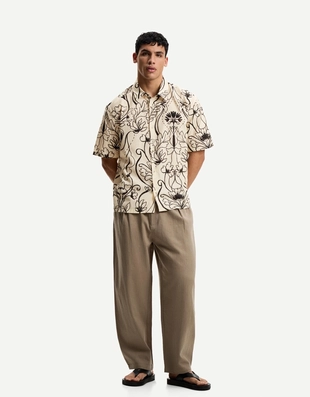 Рубашка из ткани с принтом с короткими рукавами- Заказать в России