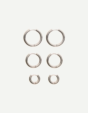 Набор из 6 пар стальных серег-колец- Заказать в России